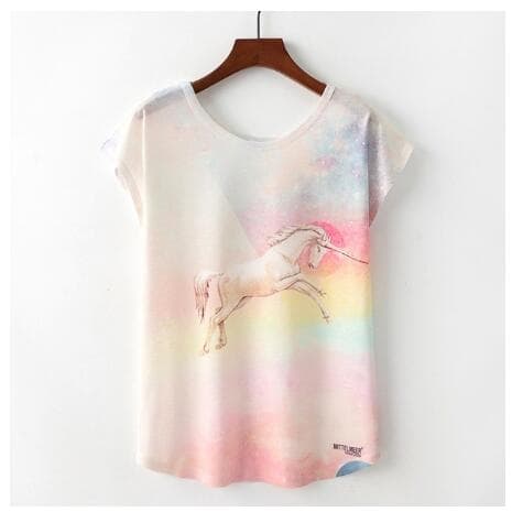 Novelty women's T-shirt cute cat print T-shirt