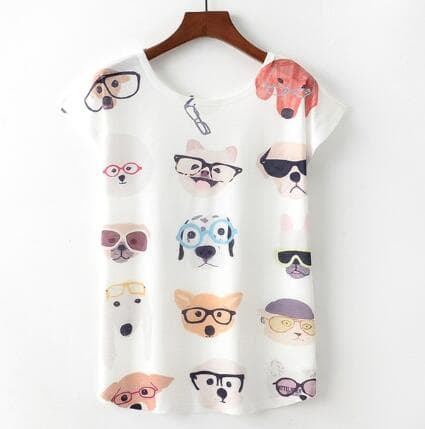 Novelty women's T-shirt cute cat print T-shirt vista 2