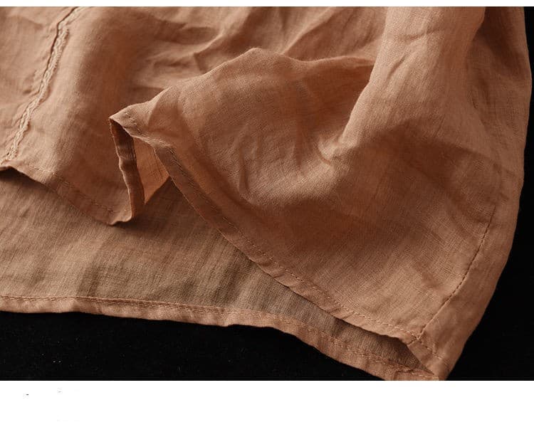 Retro Art Heavy Industry Embroidered Cotton And Hemp Top For Women vista 5