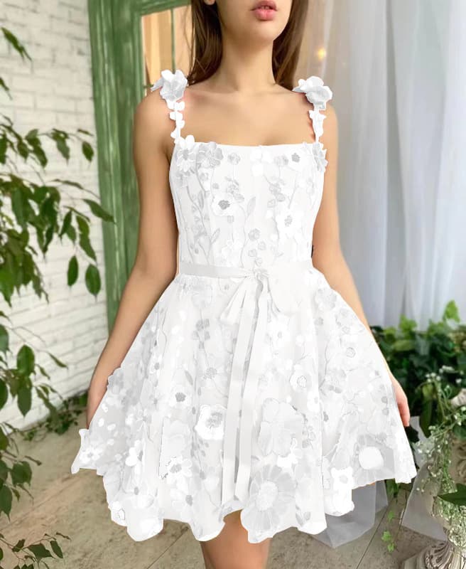 Three-dimensional Flower Embroidery Dress Summer Fashion Sweet A-line Suspender Dresses For Womens Clothing vista 3