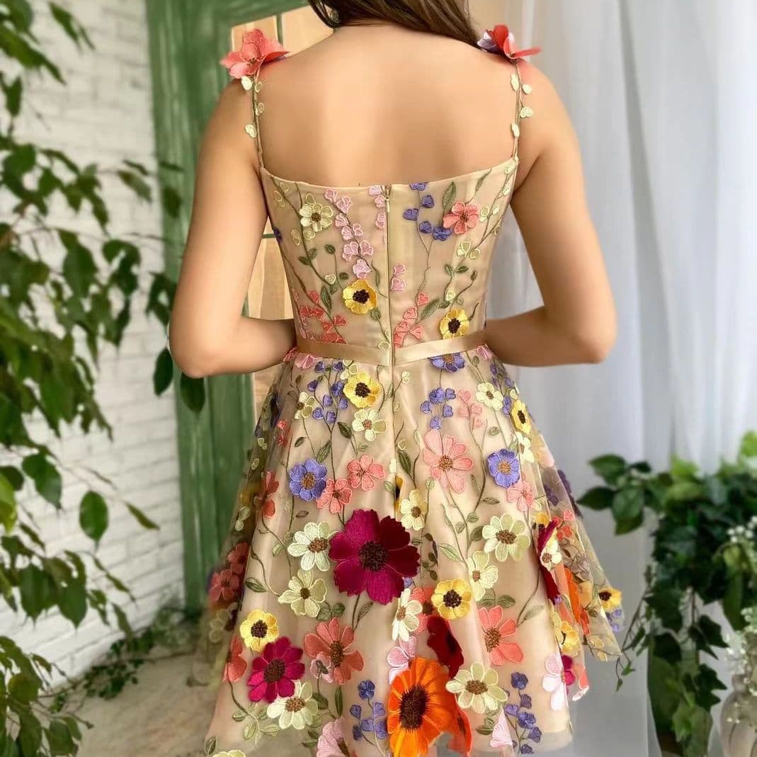 Three-dimensional Flower Embroidery Dress Summer Fashion Sweet A-line Suspender Dresses For Womens Clothing vista 4
