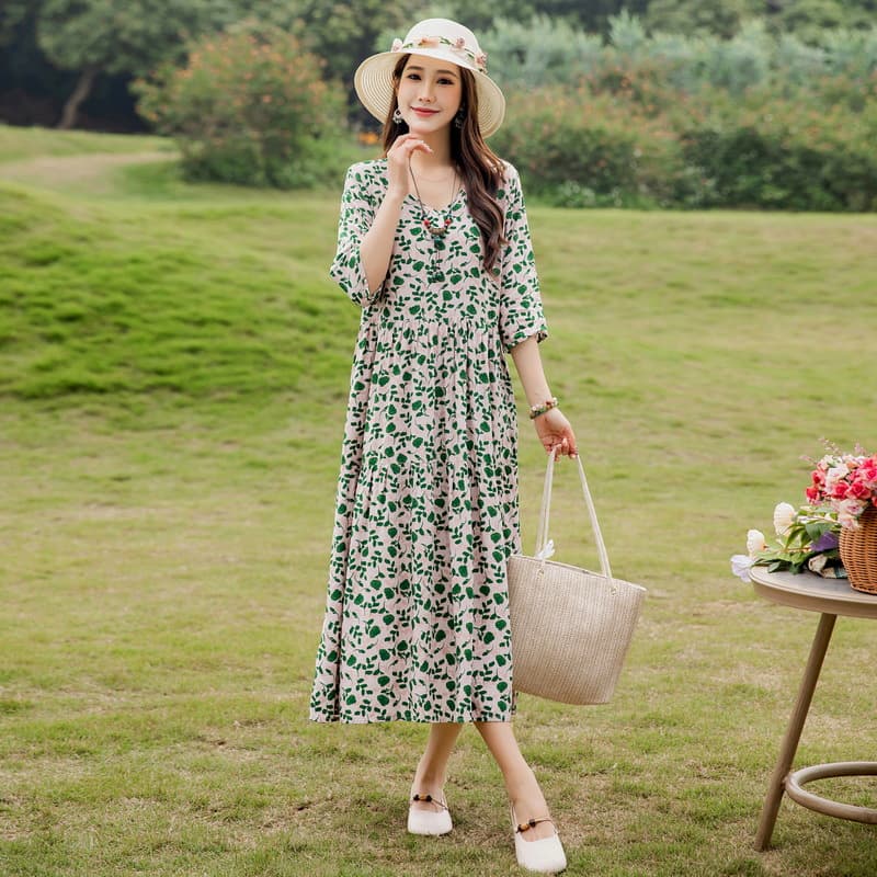 Summer New Noil Poplin Dress Stylish Thin High-end Casual Beach Skirt vista 5