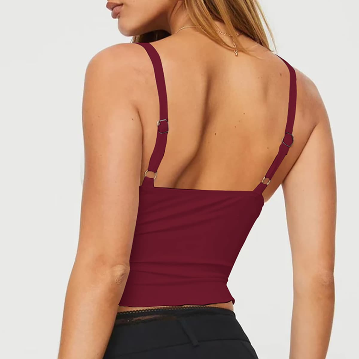Women's Bow Camisole Backless Tank Waist Trimming Wave Edge Bandeau Sling Top vista 8