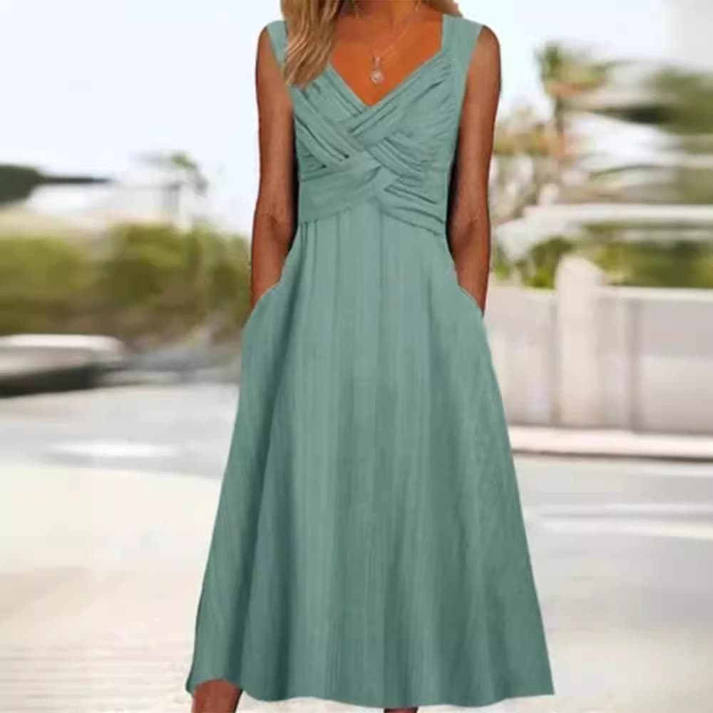 Women's Fashion Solid Color High Waist Strap Type Dress vista 5