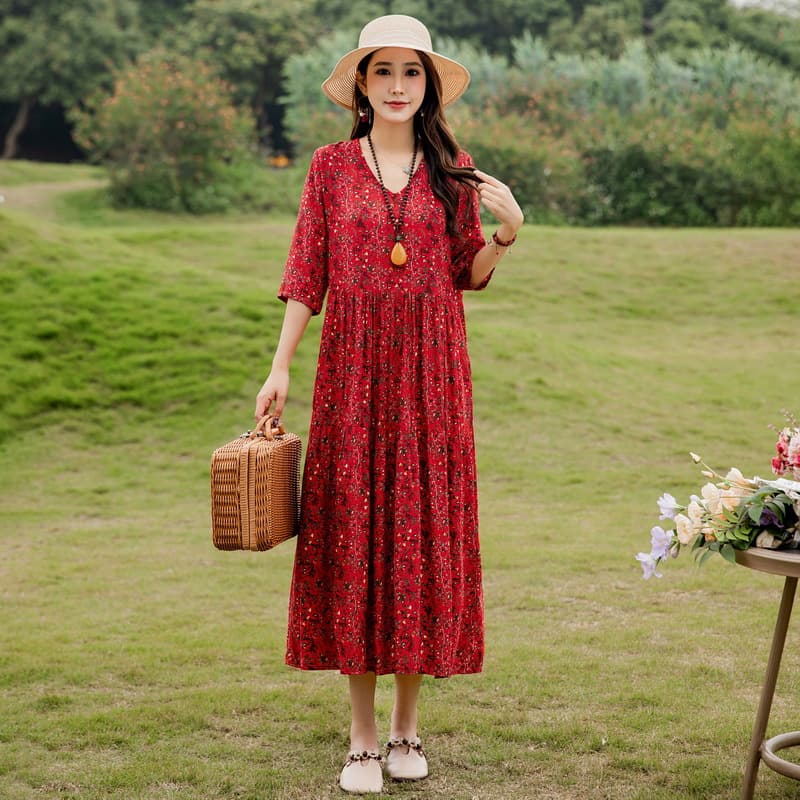 Summer New Noil Poplin Dress Stylish Thin High-end Casual Beach Skirt vista 6