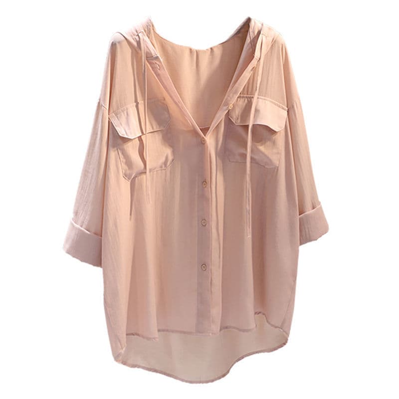 Women's White Hooded Casual Shirt vista 3