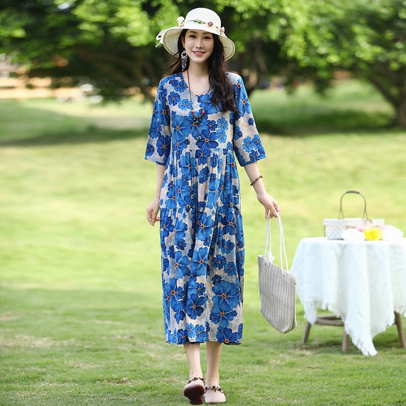 Summer New Noil Poplin Dress Stylish Thin High-end Casual Beach Skirt vista 7