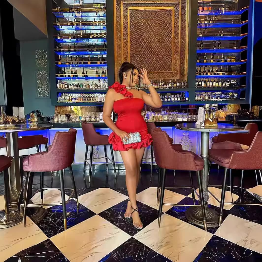 Summer European And American Ruffled Sheath Shoulder Tube Top Cinched Waist Slim Fit Dress