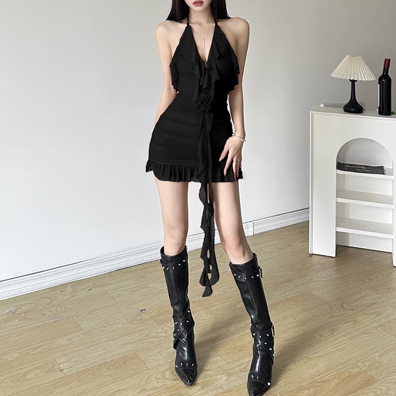 Women's Solid Color Fashion Halter Dress vista 7