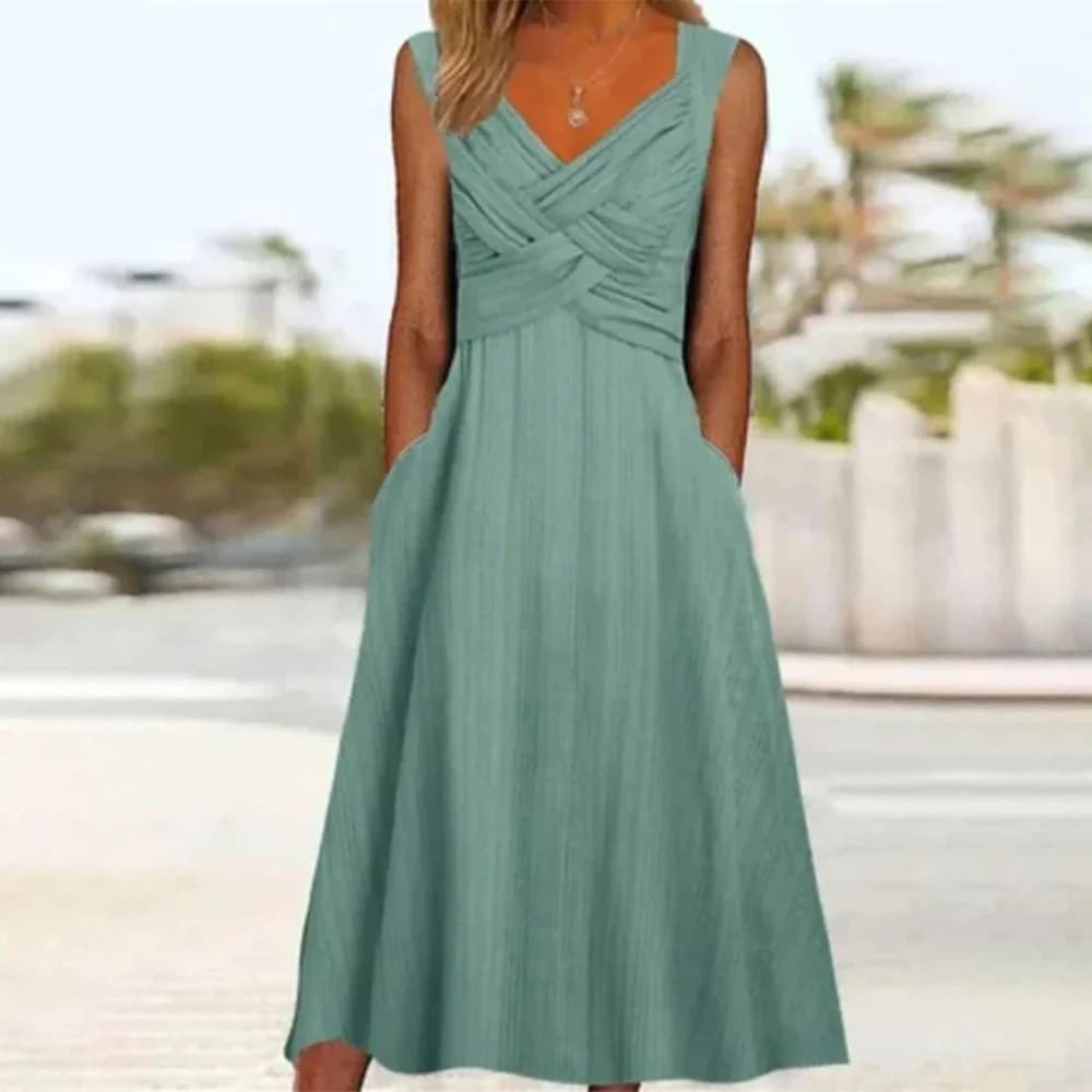 Women's Fashion Solid Color High Waist Strap Type Dress vista 4