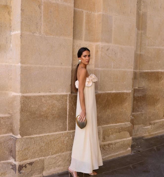 Flower Decoration Chest-wrapped Dress vista 7