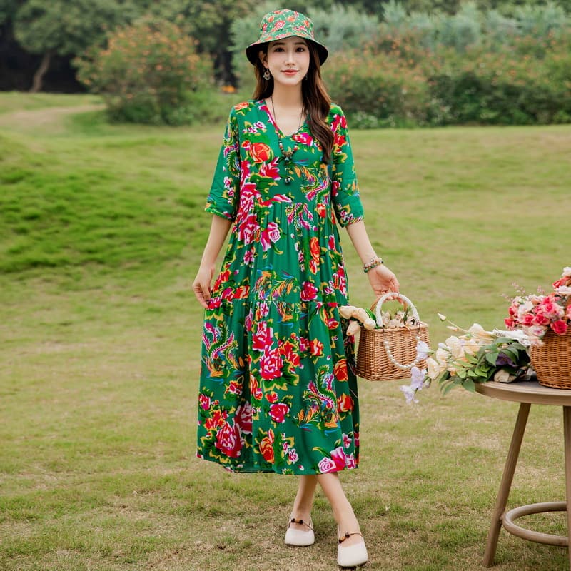 Summer New Noil Poplin Dress Stylish Thin High-end Casual Beach Skirt vista 2