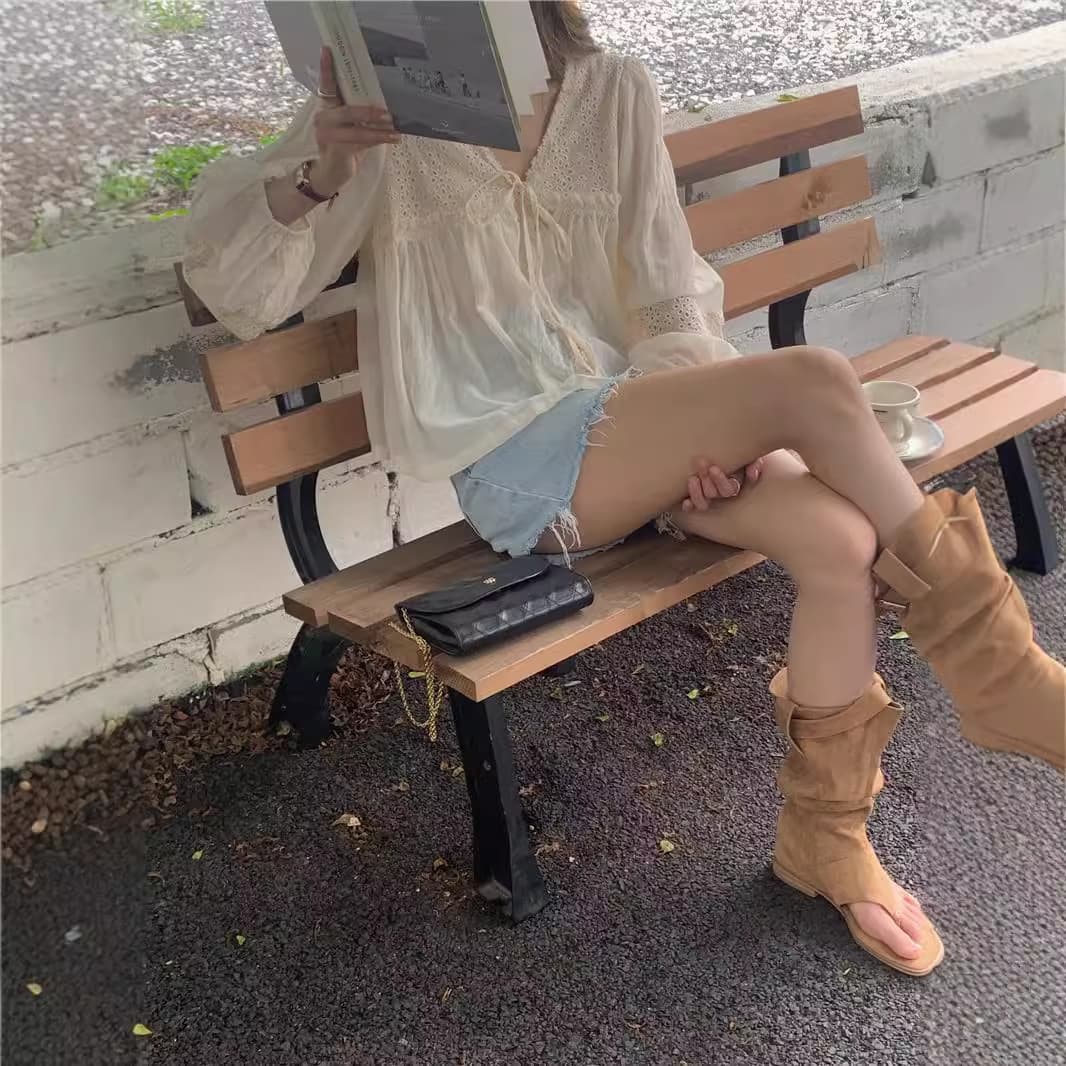 Heavy Industry Lace Stitching Tied Loose Long Sleeve Sun-protection Overshirt vista 2