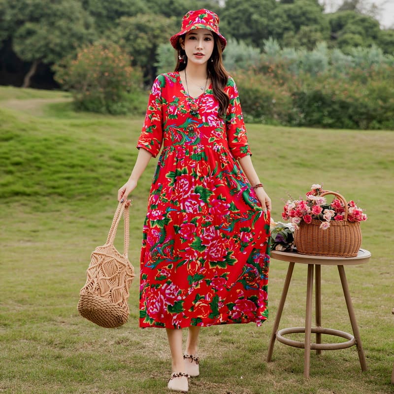 Summer New Noil Poplin Dress Stylish Thin High-end Casual Beach Skirt vista 3