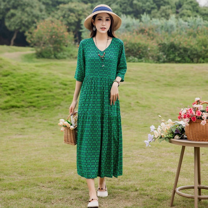 Summer New Noil Poplin Dress Stylish Thin High-end Casual Beach Skirt vista 8