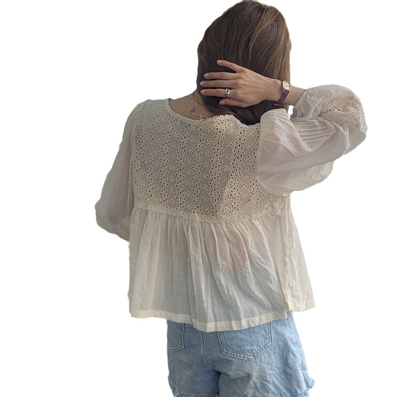 Heavy Industry Lace Stitching Tied Loose Long Sleeve Sun-protection Overshirt vista 5