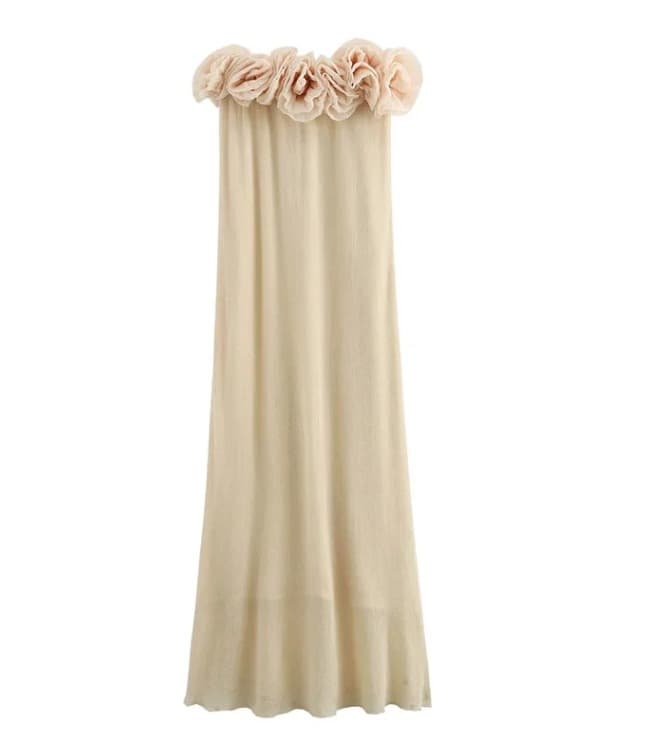 Flower Decoration Chest-wrapped Dress vista 5