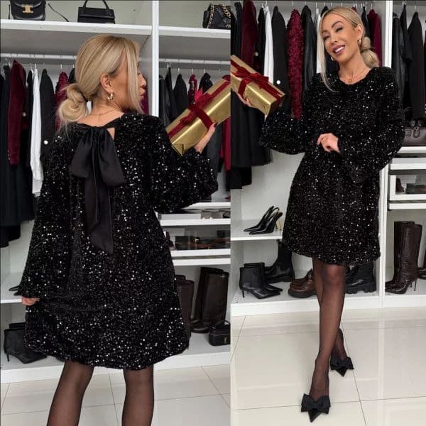 Women's Street Round Neck Sequins Dress vista 6