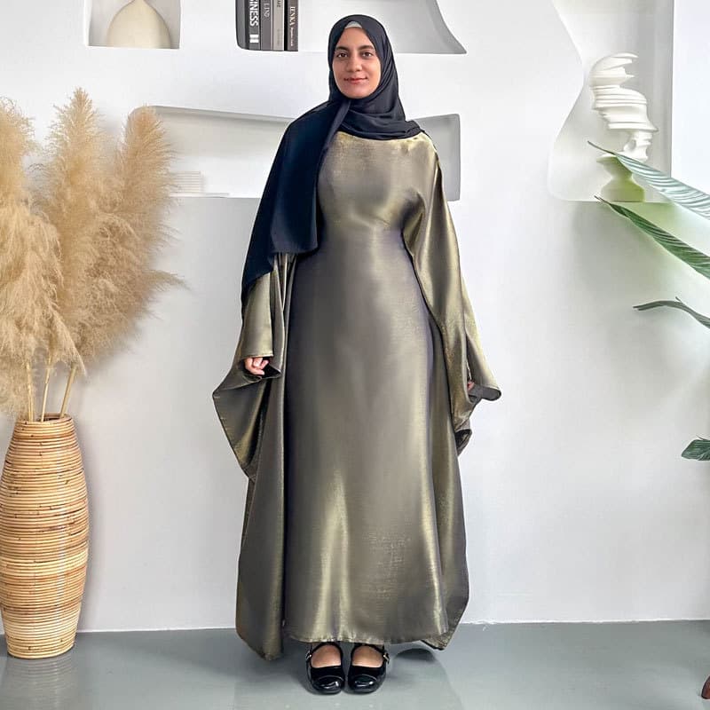 Solid Color Breathable Batwing Sleeve Robe vista 2