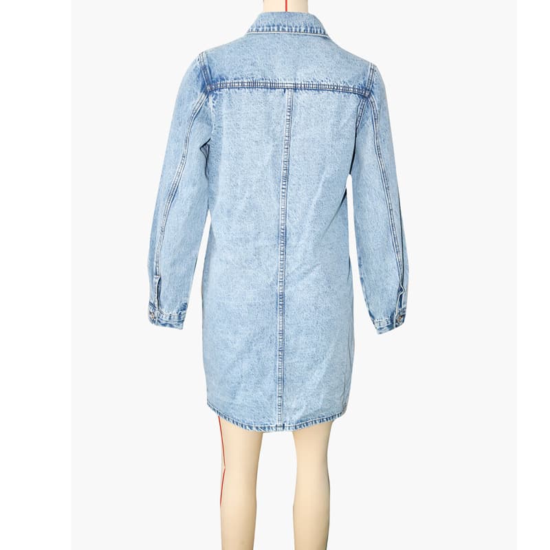 Fashion Polo Collar Long Single-breasted Denim Coat Women's Clothing vista 2