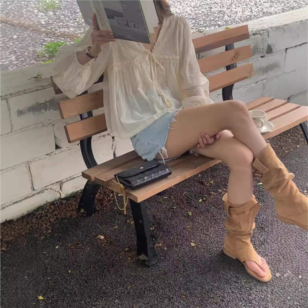 Heavy Industry Lace Stitching Tied Loose Long Sleeve Sun-protection Overshirt vista 3