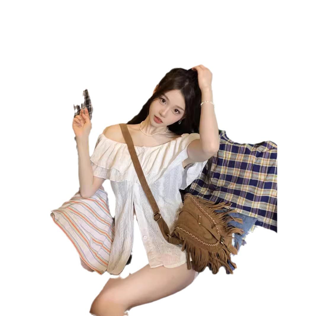 Plus Size Off-shoulder Women's Shirt vista 5