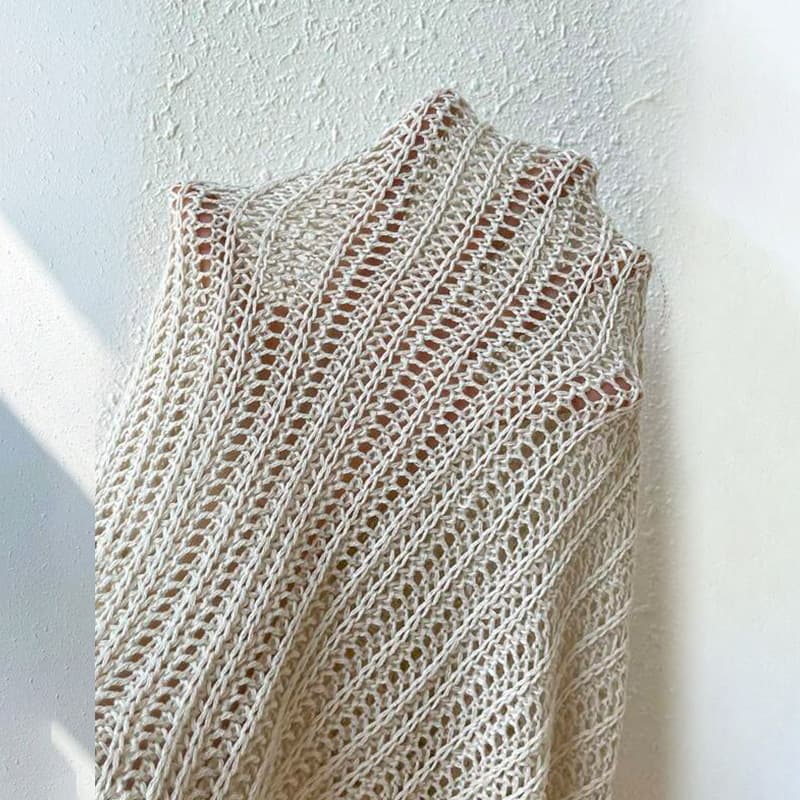 Solid Color Knitted Beach Bikini Swimsuit Blouse vista 5