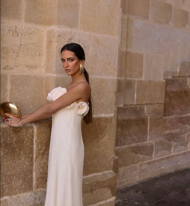 Flower Decoration Chest-wrapped Dress vista 8