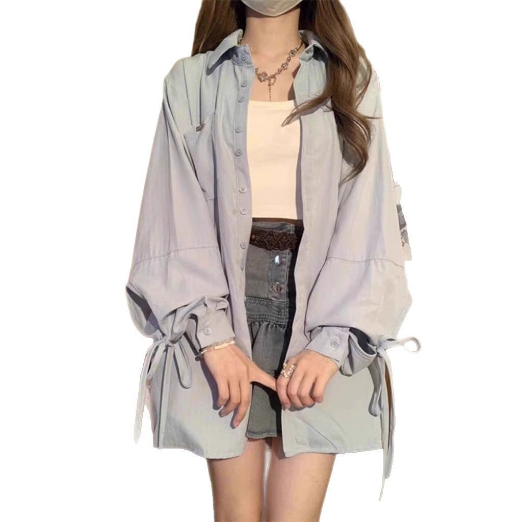 French Blue Bow Long Sleeve Shirt vista 4