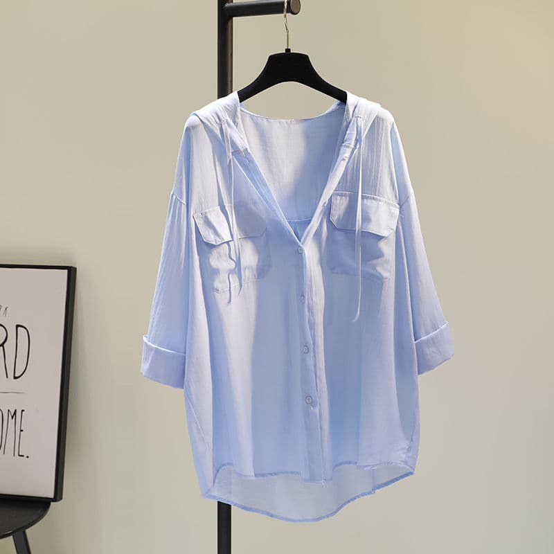 Women's White Hooded Casual Shirt vista 7