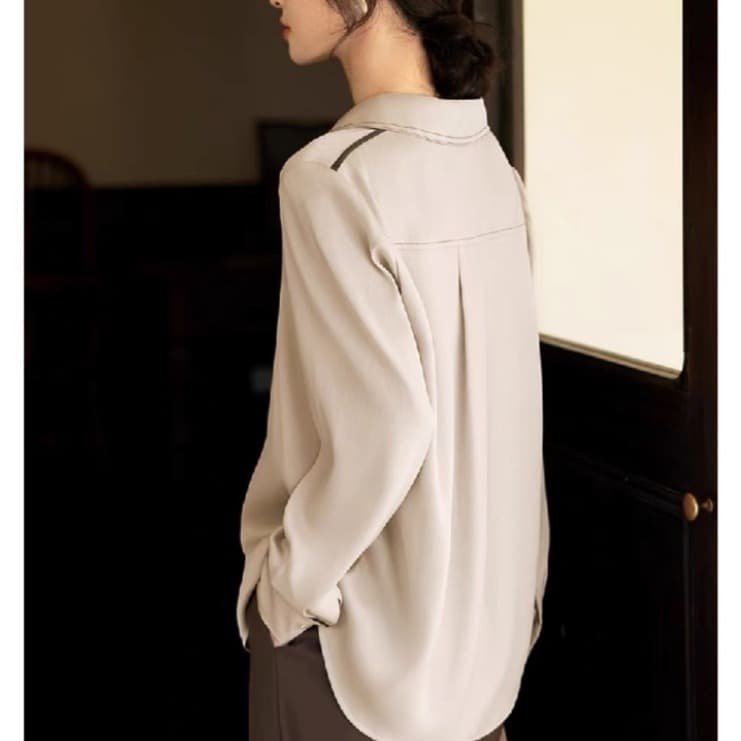 Fashion Commuter Style Contrast Color Bright Line Design Shirt For Women vista 5