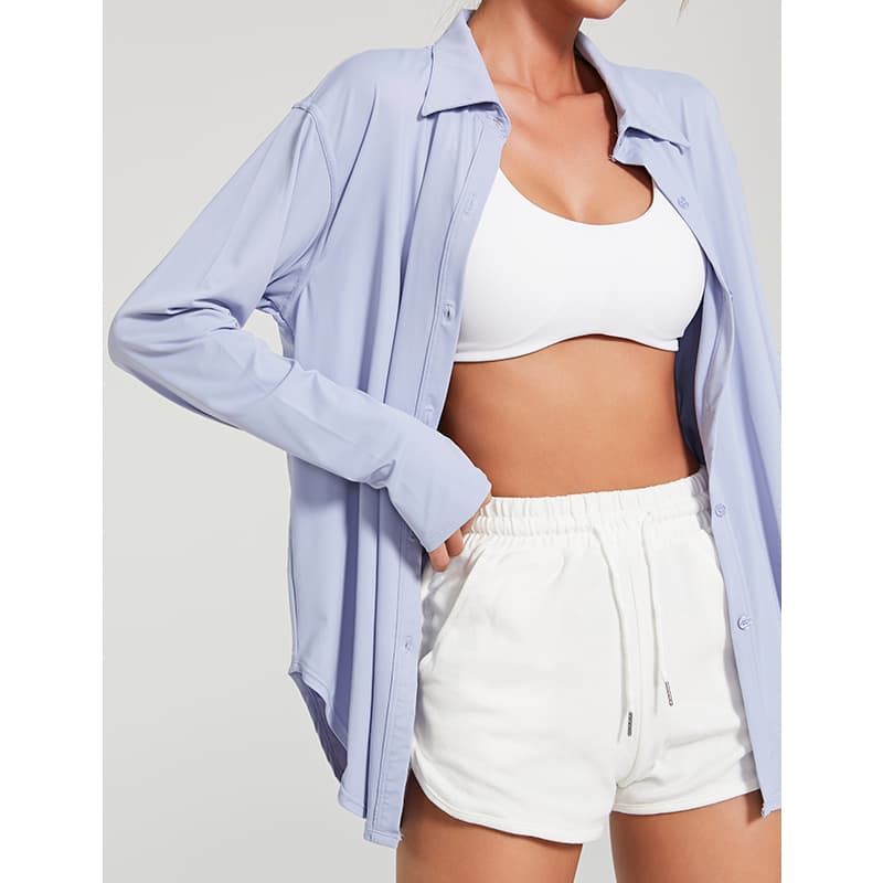 Sport Shirt Coat Lapel Buttons For Women vista 2