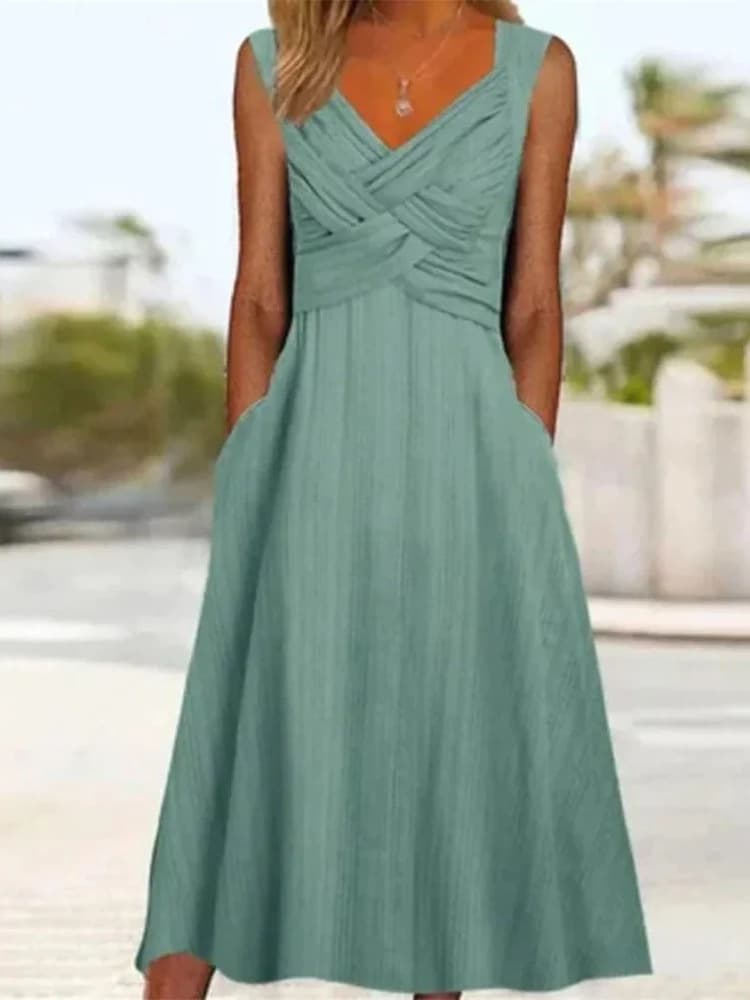 Women's Fashion Solid Color High Waist Strap Type Dress vista 3