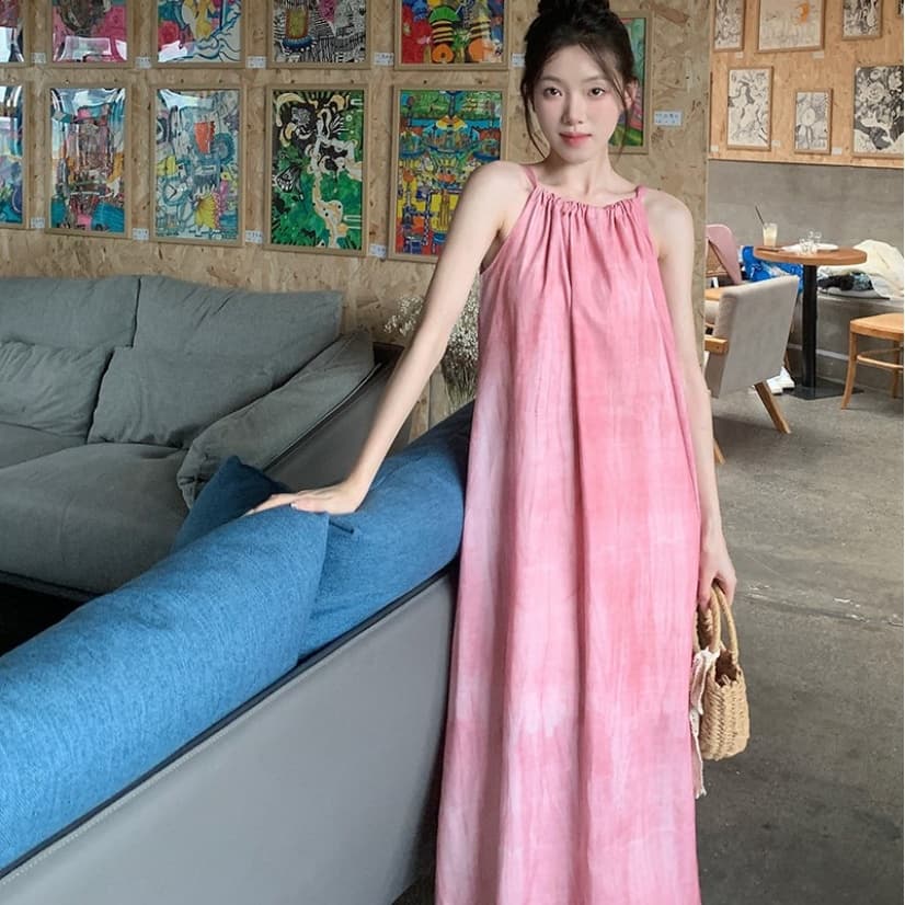 Women's Vacation Beach Halter Loose Sling Dress