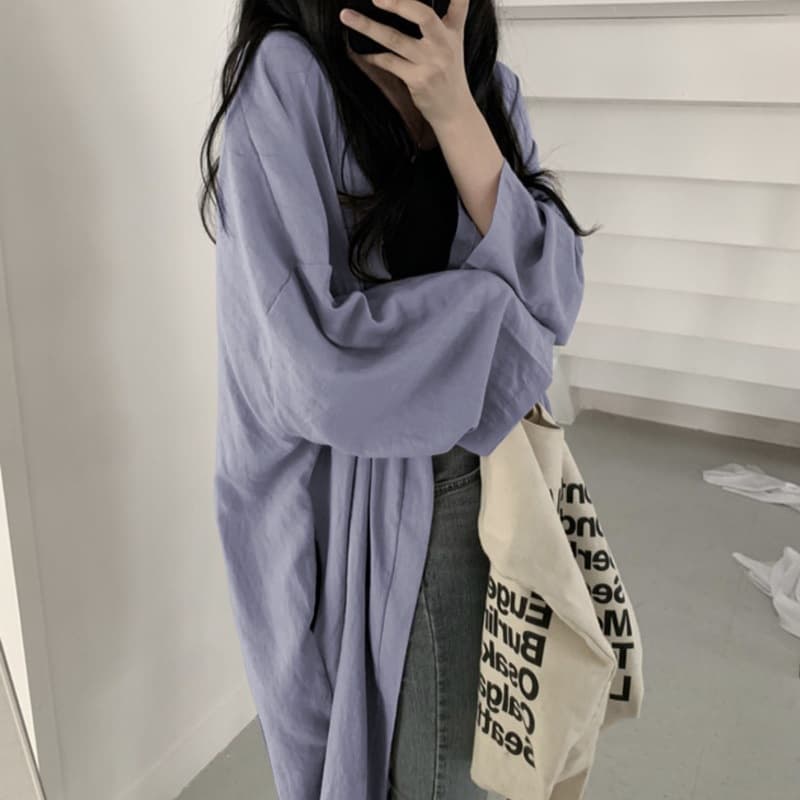 Summer Korean Style Loose Long Sleeve Cardigan Jacket Women's Shirt vista 8