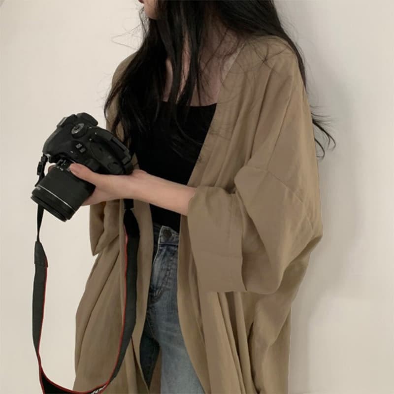 Summer Korean Style Loose Long Sleeve Cardigan Jacket Women's Shirt vista 4