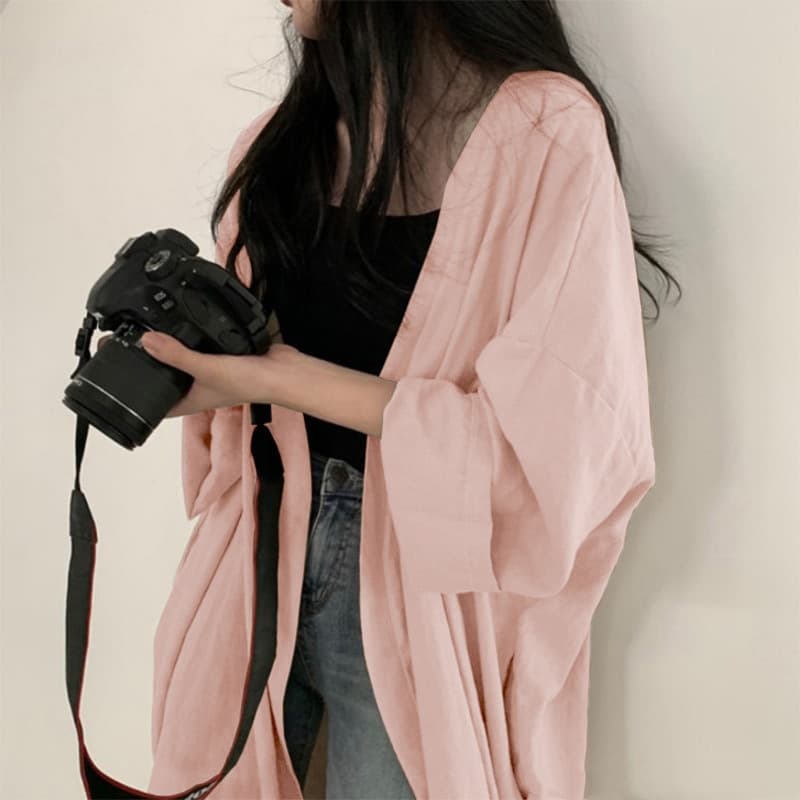 Summer Korean Style Loose Long Sleeve Cardigan Jacket Women's Shirt vista 6