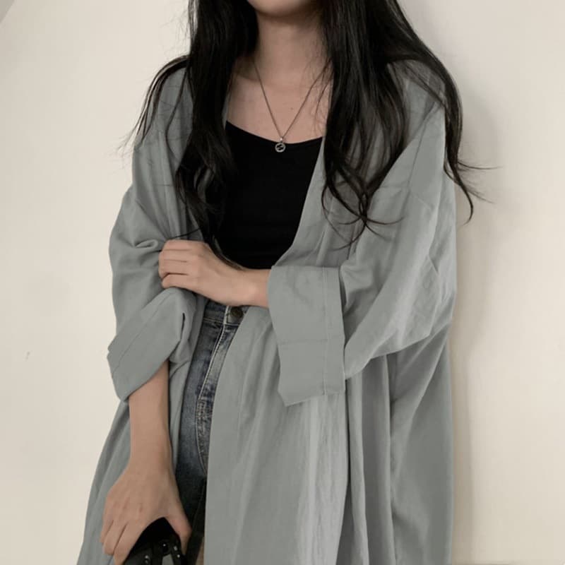 Summer Korean Style Loose Long Sleeve Cardigan Jacket Women's Shirt vista 7