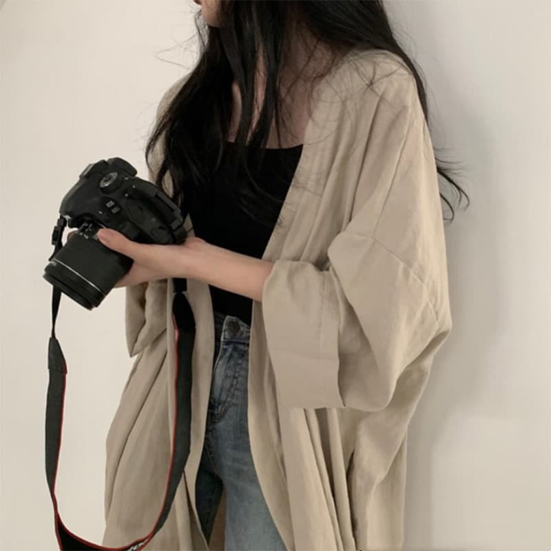 Summer Korean Style Loose Long Sleeve Cardigan Jacket Women's Shirt