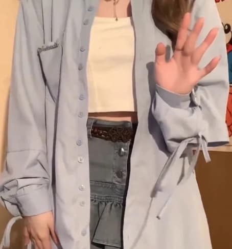 French Blue Bow Long Sleeve Shirt vista 6