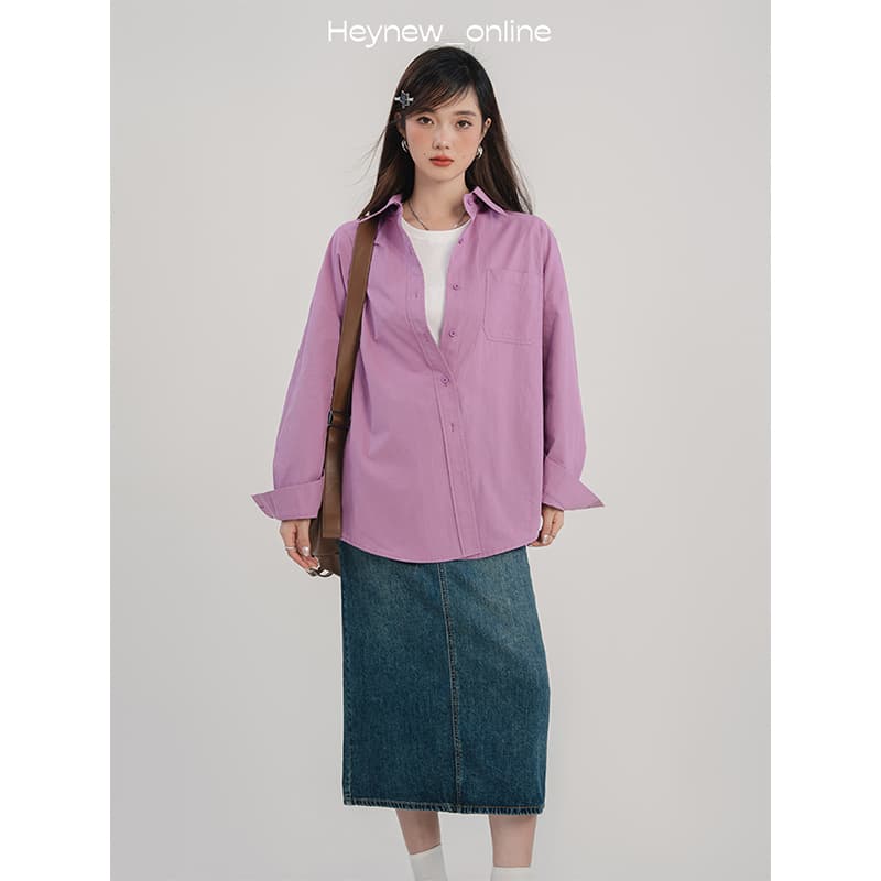 Solid Color Shirt For Women Casual Fashion All-matching vista 6